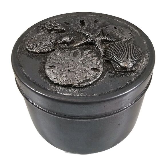 Metzke Vintage Seashell‎ Sand Dollar Round Pewter Trinket Tin Container Beach 3" - Picture 1 of 10
